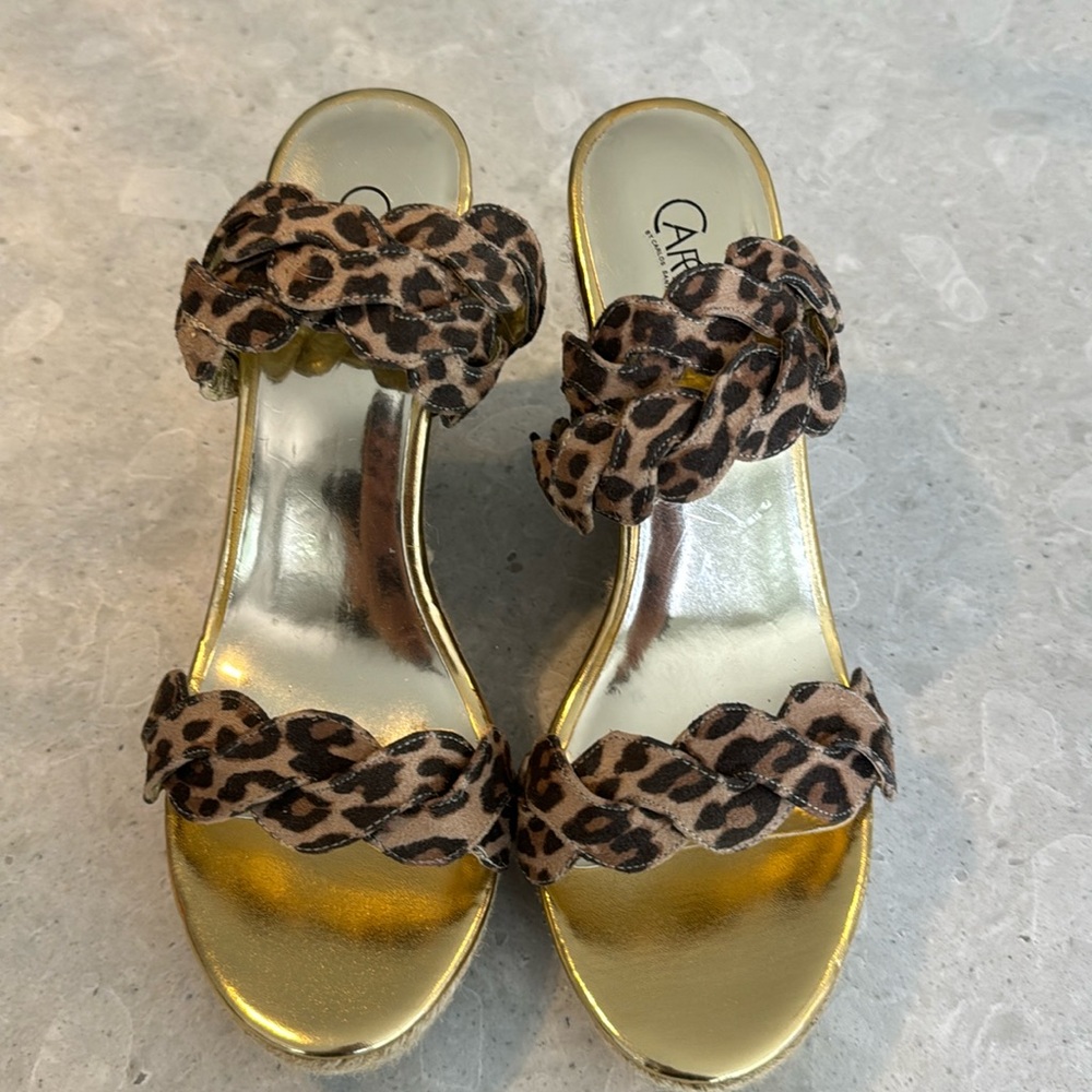 Leopard braided Carlos platform sandals